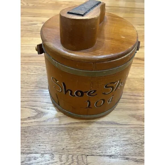 Vintage Antique Shoe Shine Box Carrier Advertisement Hand Painted Wood.